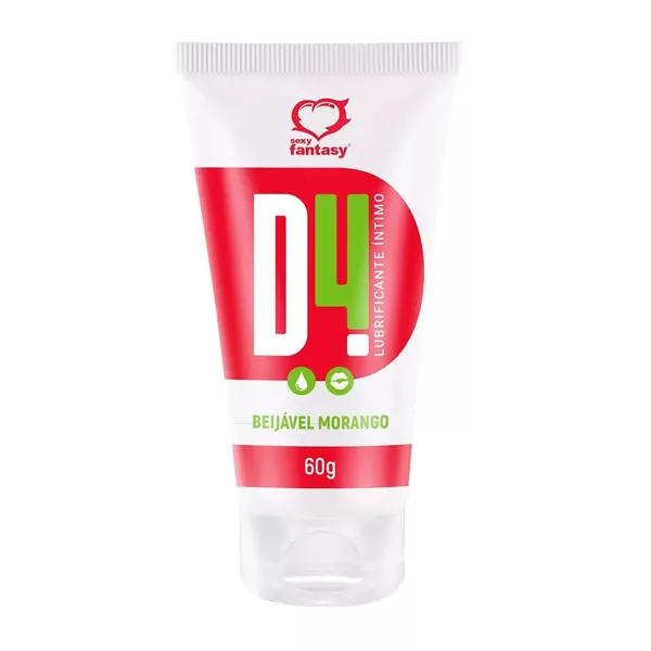D4 Lubrificante Íntimo Beijável 60g Morango Sexy Fantasy D4 Lubrificante Íntimo Beijável 60g Morango Sexy Fantasy