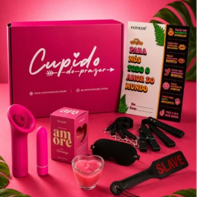 Kit BDSM Premium - Chibata + Algema + Vela Sensorial + Vibrador + Venda