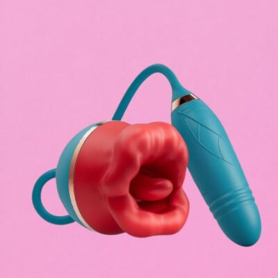 Vibrador de Clitóris Formato de Boca com Bullet Vai e Vem