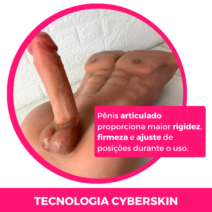 Romano Homem Meio Corpo em CyberSkin Grande 44,0 x 16,0 cm com Pênis de Vértebra e Ânus