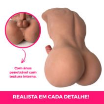 Romano Homem Meio Corpo em CyberSkin Grande 44,0 x 16,0 cm com Pênis de Vértebra e Ânus